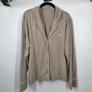 Kith Lounge Pajama Top Heather Oatmeal Button Long Sleeve XL Casual Trim